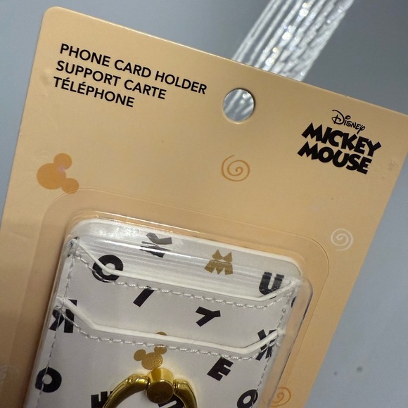 Disney Mickey Mouse White Phone Card Holder with Gold Ring - Picture 7 of 8
